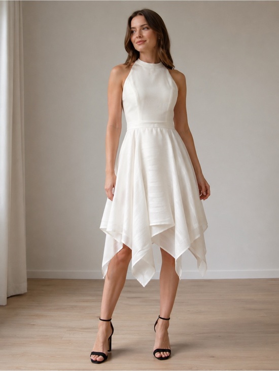 Ted Baker Dresses & Skirts - Ted Baker White Halter High-Low Handkerchief Hem Dress Ted size 2 US size 6